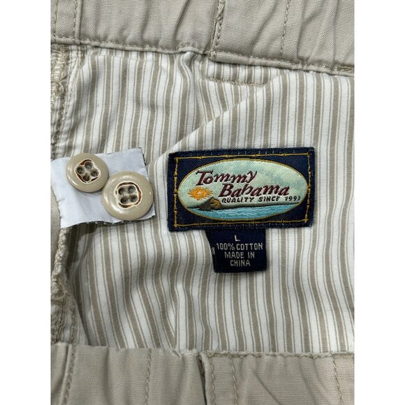 Tommy Bahama Cargo Shorts Beige Cotton Elastic Waist Button Closure Sz Large - Picture 5 of 8